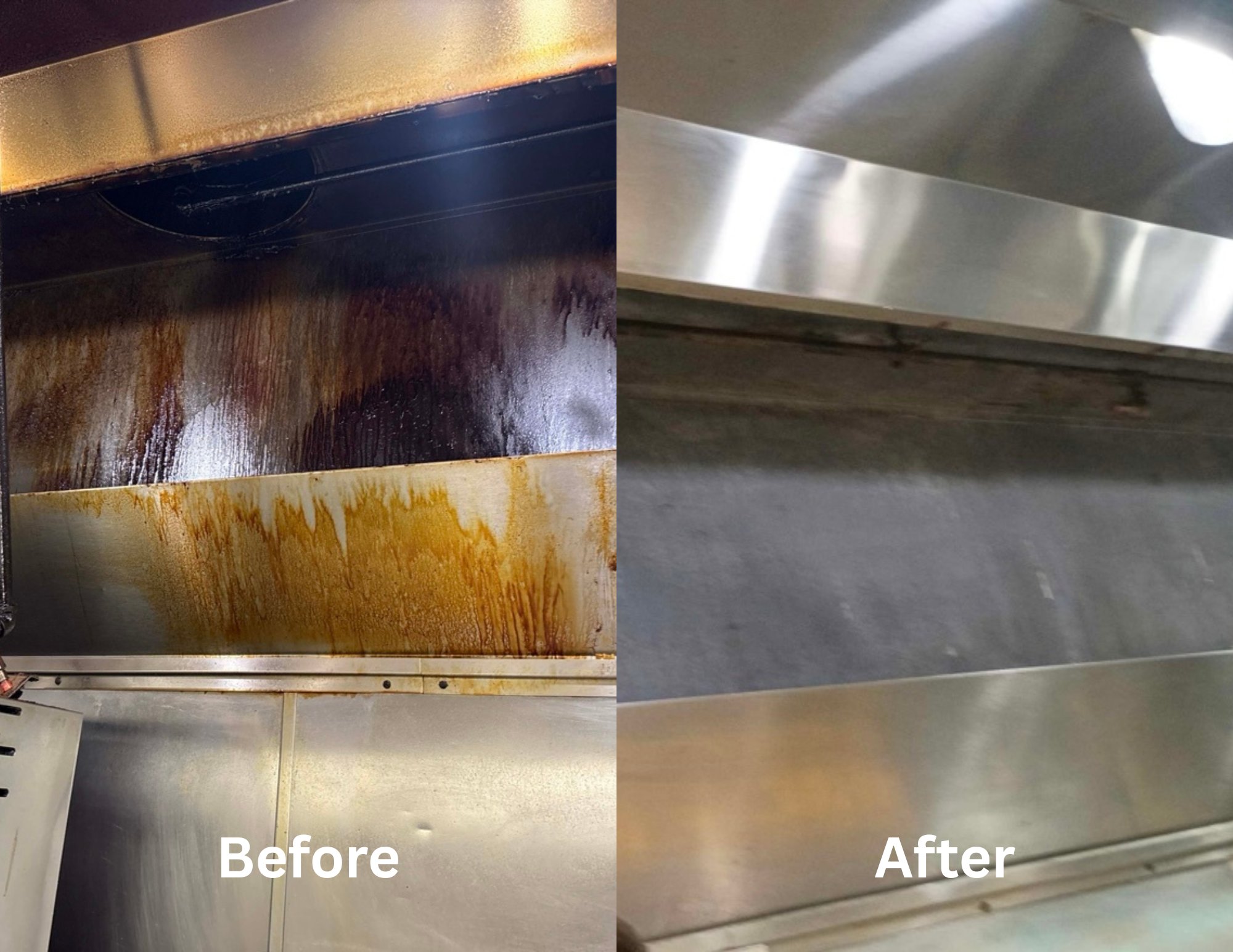 Before and after hood cleaning 2